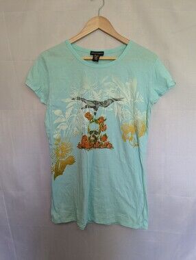 Vintage Y2K Request Skulls and Roses Graphic Longline Fitted Tee XL